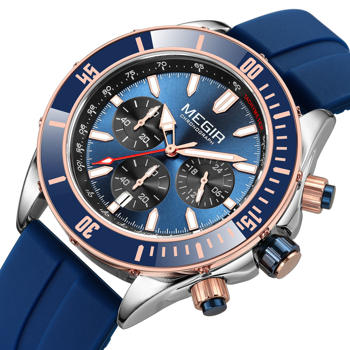 MEGIR Men Watch with Chronograph Fashion Quartz Military Waterproof Calendar Business Casual Wristwatches Clock Montre Homme 2226