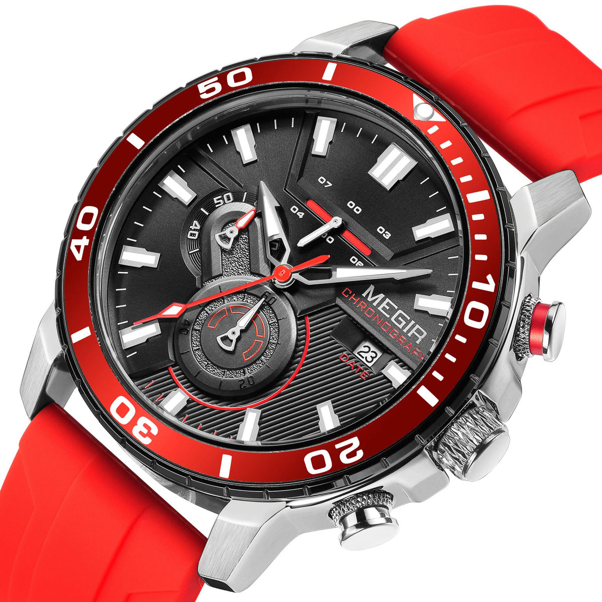 MEGIR Luxury Military Watches for Men Fashion Sport Quartz Wristwatch Waterproof Silicone Band Male Clock Chronograph with Date 2224