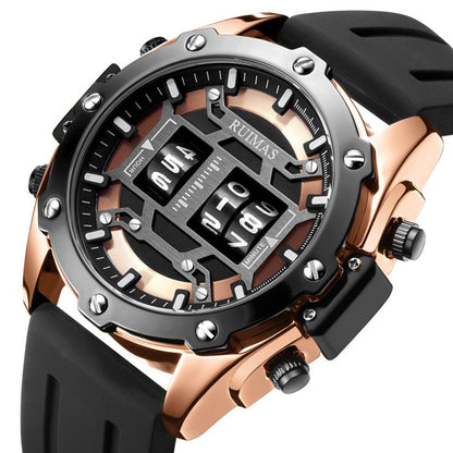 RUIMAS Mens Watches Roller Pointer Sports Quartz WristWatch Fashion  Luxury Silicone Strap Waterproof Relogio Masculino 553