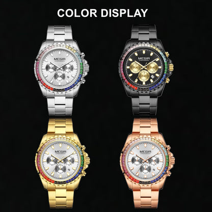 MEGIR Men Watches Luxury Military Quartz Wristwatch Waterproof Stainless Steel Strap Business Watch Chronograph Date Clock Relogio Masculino 2227