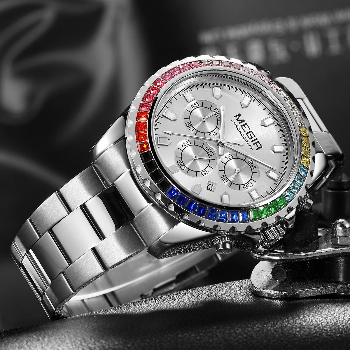 MEGIR Men Watches Luxury Military Quartz Wristwatch Waterproof Stainless Steel Strap Business Watch Chronograph Date Clock Relogio Masculino 2227