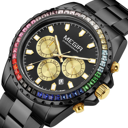 MEGIR Men Watches Luxury Military Quartz Wristwatch Waterproof Stainless Steel Strap Business Watch Chronograph Date Clock Relogio Masculino 2227