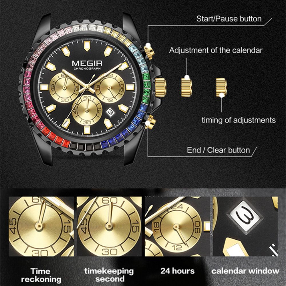 MEGIR Men Watches Luxury Military Quartz Wristwatch Waterproof Stainless Steel Strap Business Watch Chronograph Date Clock Relogio Masculino 2227
