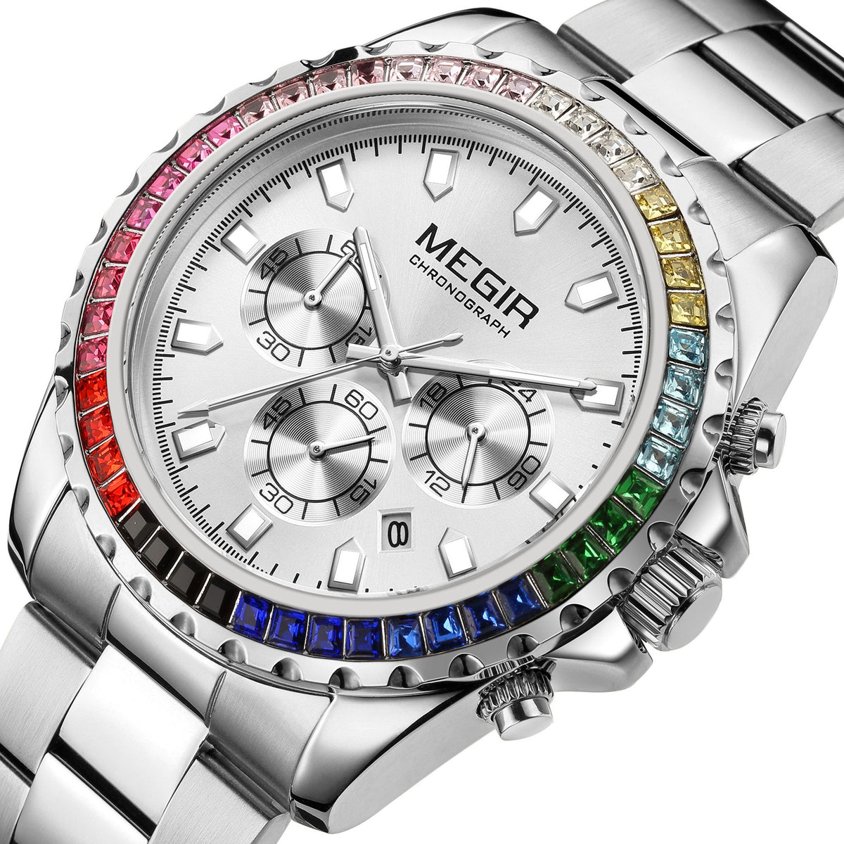 MEGIR Men Watches Luxury Military Quartz Wristwatch Waterproof Stainless Steel Strap Business Watch Chronograph Date Clock Relogio Masculino 2227