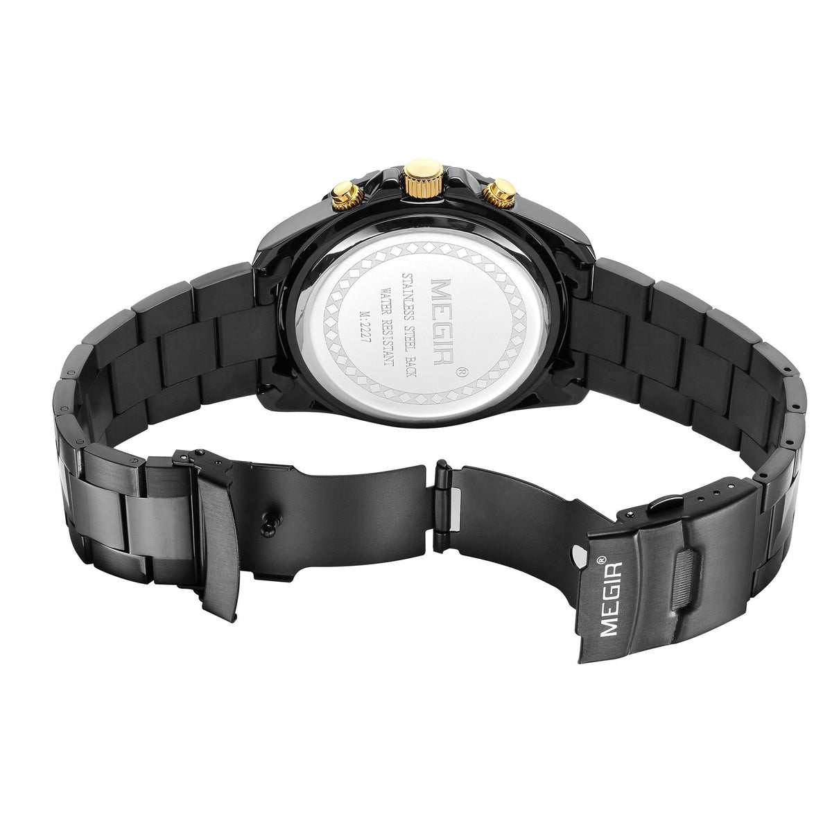 MEGIR Men Watches Luxury Military Quartz Wristwatch Waterproof Stainless Steel Strap Business Watch Chronograph Date Clock Relogio Masculino 2227