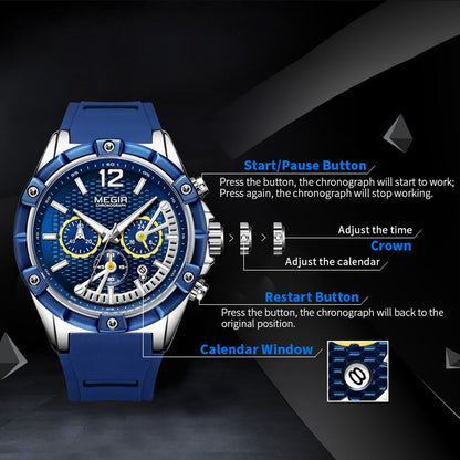 MEGIR Fashion Men Watches Silicone Strap Sport Military Watch Chronograph Waterproof Male Wristwatch Clock Montre Homme 2083