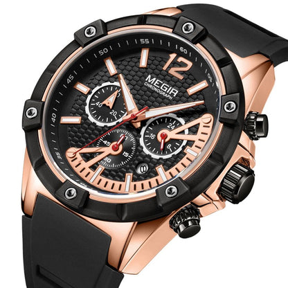 MEGIR Fashion Men Watches Silicone Strap Sport Military Watch Chronograph Waterproof Male Wristwatch Clock Montre Homme 2083