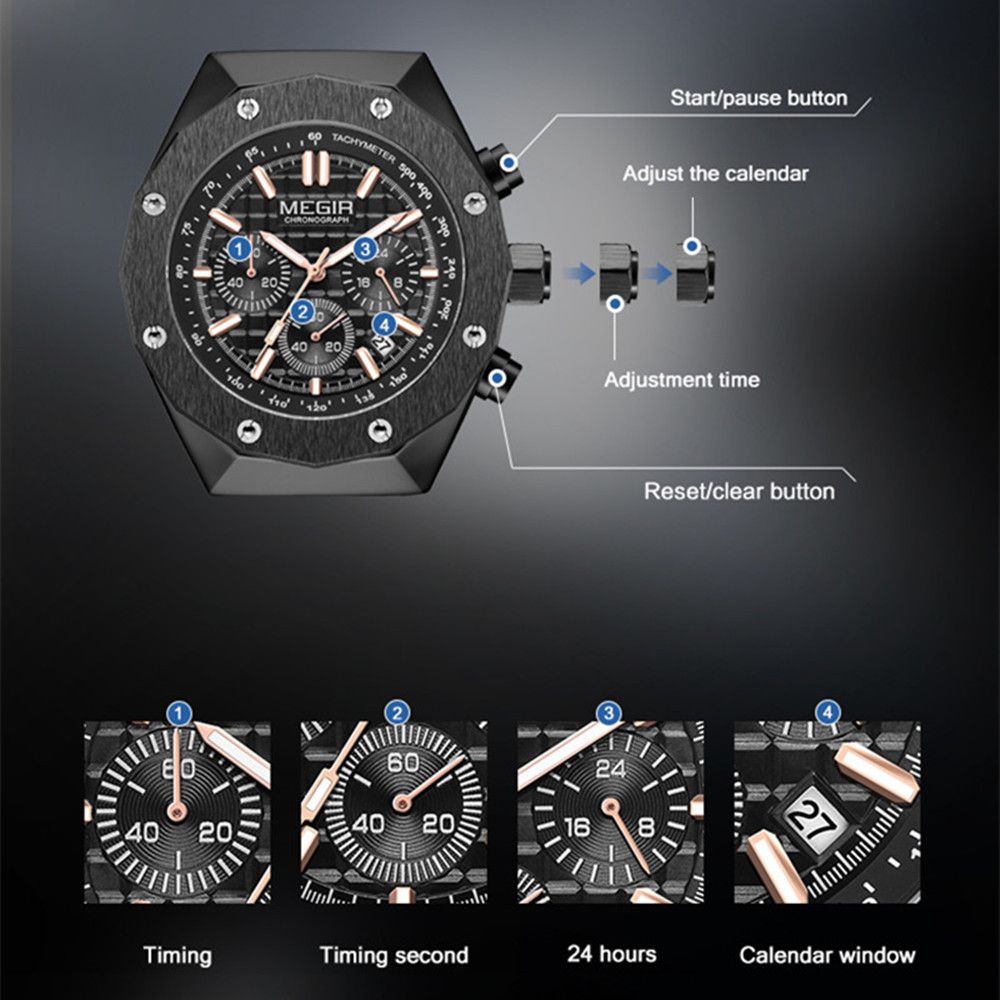 MEGIR Relogio Masculino Luxury Business Men Watches Fashion Military Watch Date Luminous Casual Quartz Wristwatch Man Clock 2213