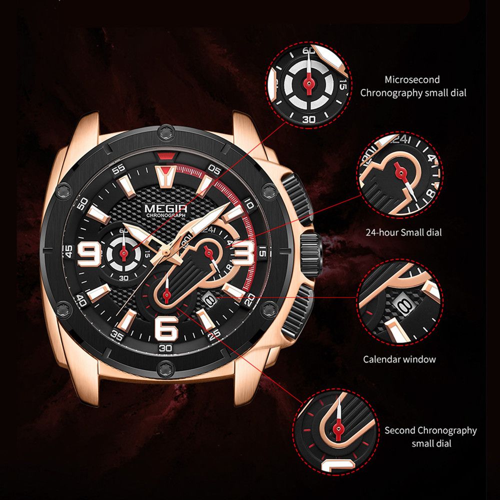 MEGIR Mens Watches Top Brand Luxury Silicone Sports Military Watch Waterproof Quartz Clock Men Chronograph Man Wristwatch 2147