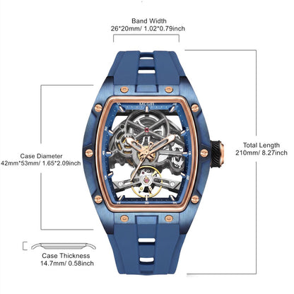 MEGIR Original Fashion Men Watches Automatic Mechanical Watch Steel Case Sport Skeleton Dial Wristwatch Waterproof Clock Reloj Hombre 2242