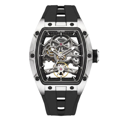 MEGIR Original Fashion Men Watches Automatic Mechanical Watch Steel Case Sport Skeleton Dial Wristwatch Waterproof Clock Reloj Hombre 2242