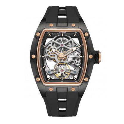 MEGIR Original Fashion Men Watches Automatic Mechanical Watch Steel Case Sport Skeleton Dial Wristwatch Waterproof Clock Reloj Hombre 2242