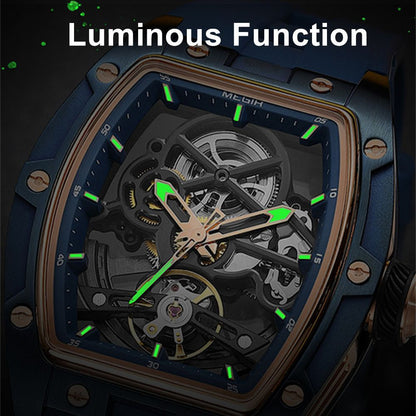 MEGIR Original Fashion Men Watches Automatic Mechanical Watch Steel Case Sport Skeleton Dial Wristwatch Waterproof Clock Reloj Hombre 2242