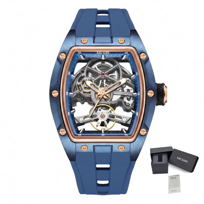 MEGIR Original Fashion Men Watches Automatic Mechanical Watch Steel Case Sport Skeleton Dial Wristwatch Waterproof Clock Reloj Hombre 2242