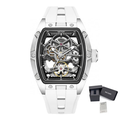 MEGIR Original Fashion Men Watches Automatic Mechanical Watch Steel Case Sport Skeleton Dial Wristwatch Waterproof Clock Reloj Hombre 2242