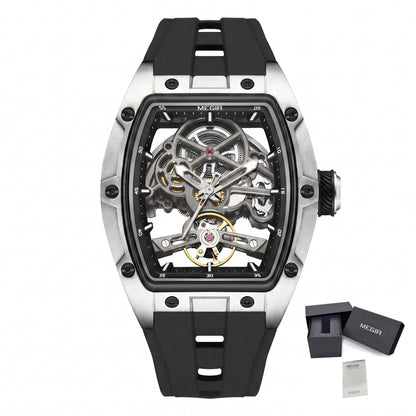 MEGIR Original Fashion Men Watches Automatic Mechanical Watch Steel Case Sport Skeleton Dial Wristwatch Waterproof Clock Reloj Hombre 2242